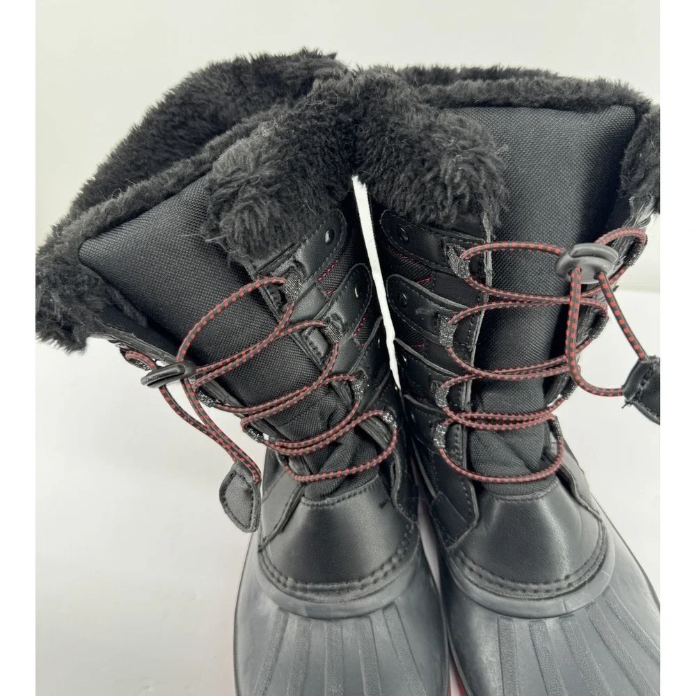 Canada Weather Gear Snow Boots Womens 6M Black Red Faux Fur Insulated Zip - Picture 10 of 10